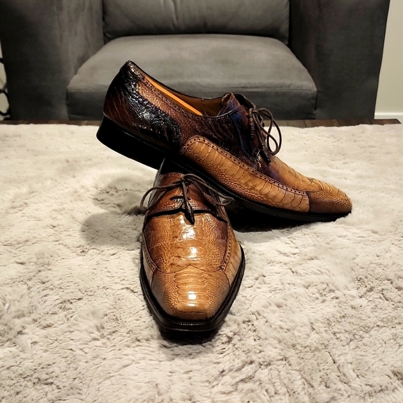 Men's Mezlan Two Tone Brown&Tan Ostrich (Excellent Condition) Size 12 - Picture 4 of 4